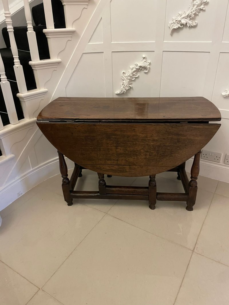 18th Century Antique Quality Oak Drop Leaf Dining Table